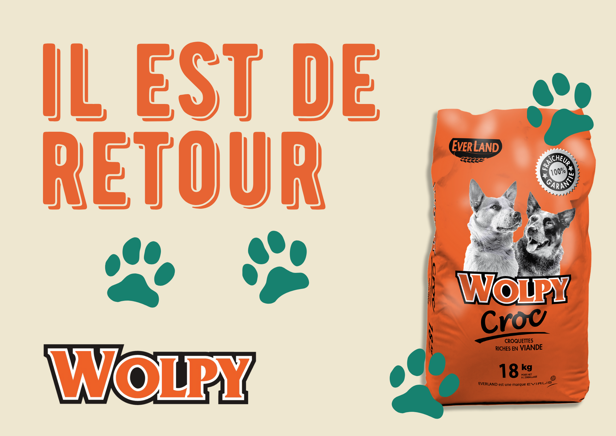 Wolpy Croquettes Nouveau Sac 18kg