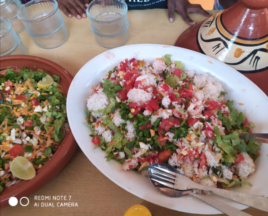 Salade de riz avec les légumes du jardin